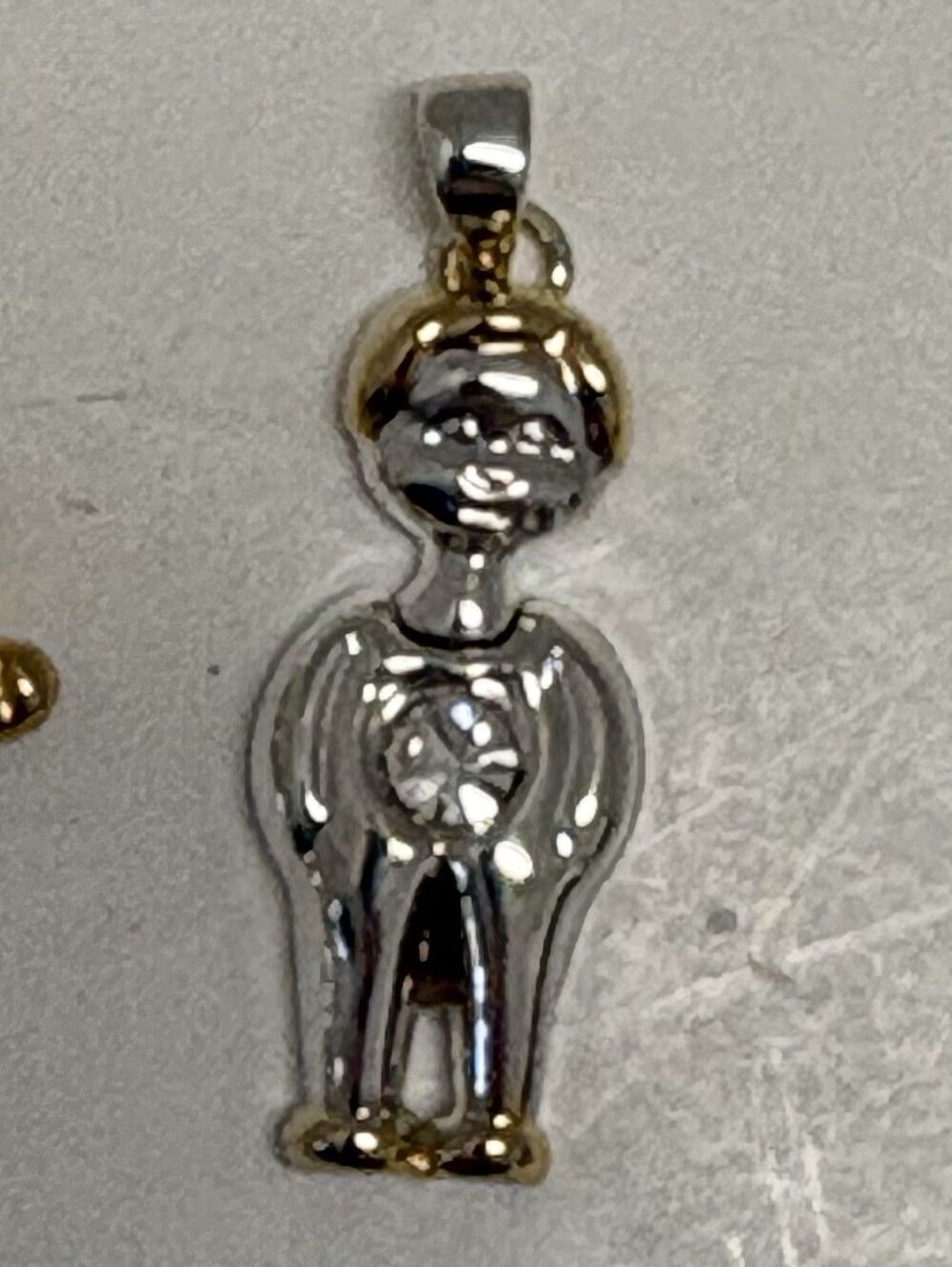 Vintage Silver/Gold Signed Best Boy Charm EUC  Clear stone